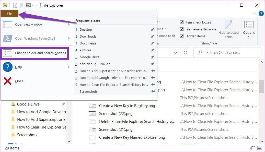 File Explorer Options