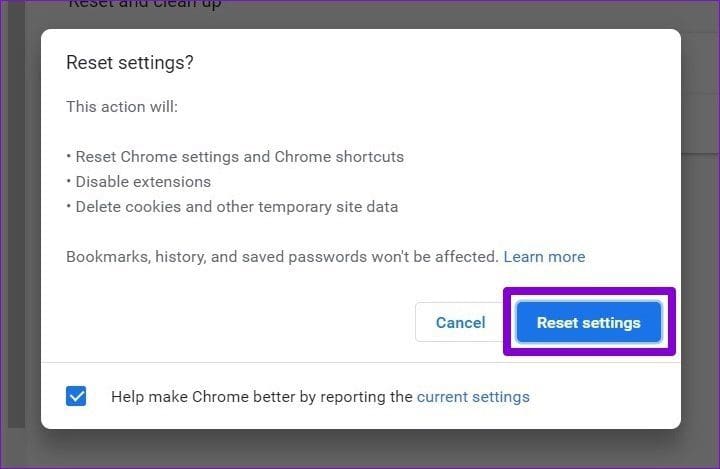 Reset Chrome