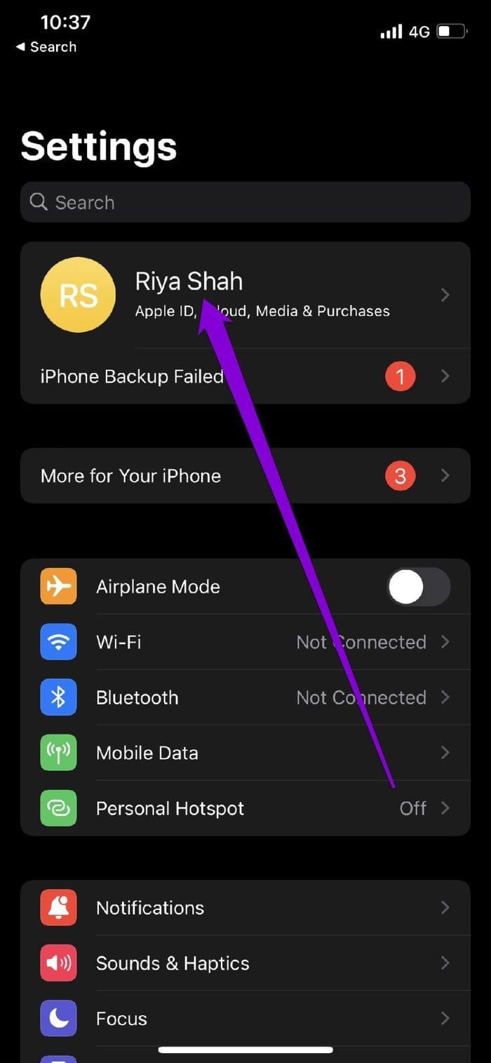 Settings on i Phone