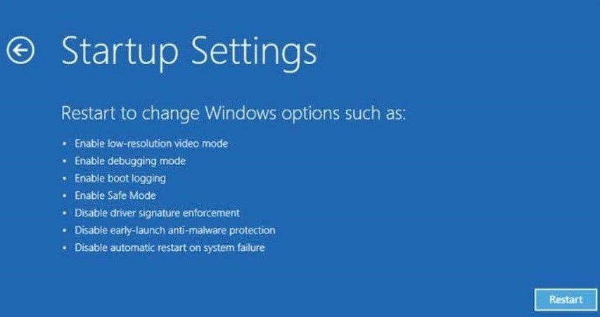 Startup Settings