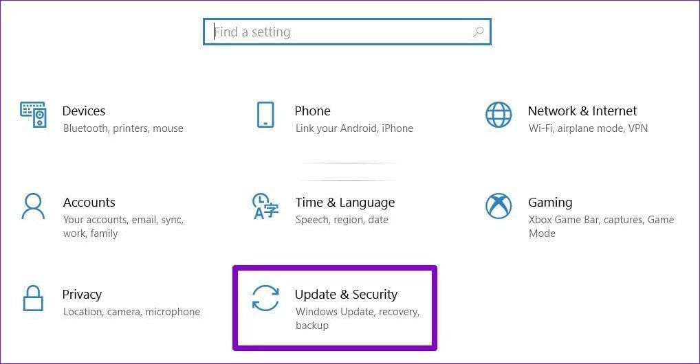 Update Security in Settings