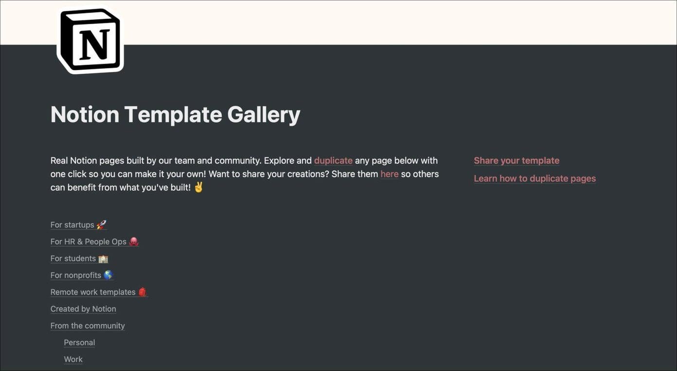 Notion templates