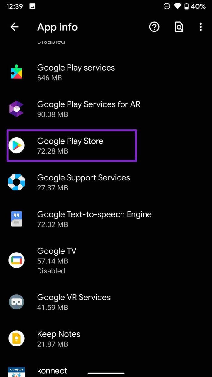 Select google play store