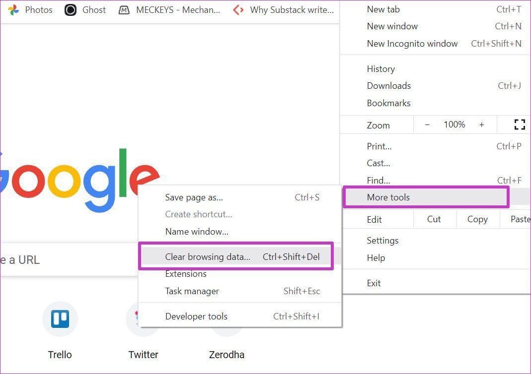 Clear browsing data