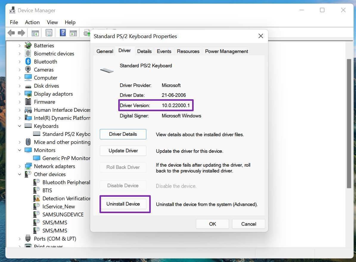 Uninstall drivers