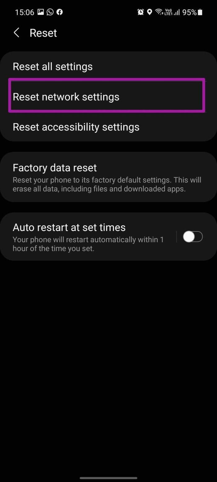 Reset network settings