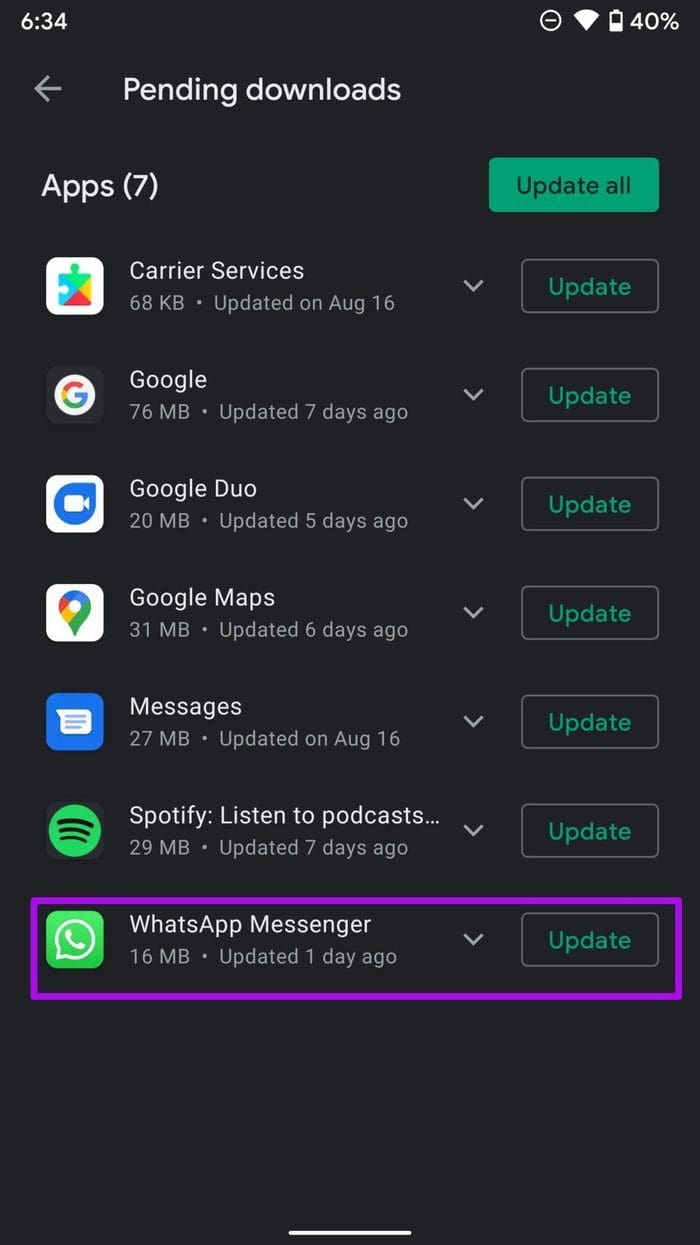 Update whatsapp
