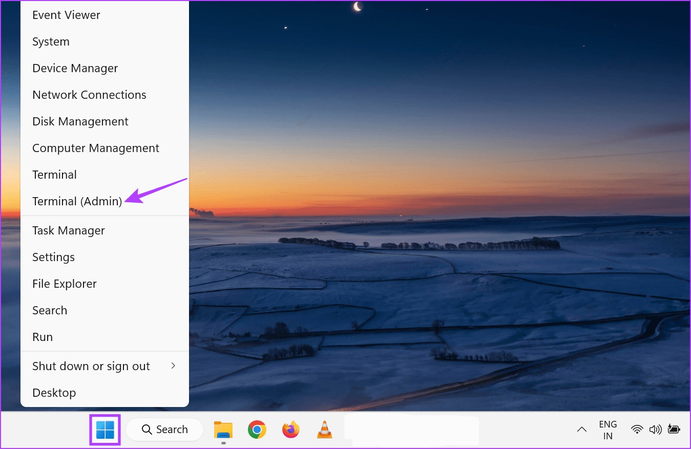 Right-click on Start and click on Terminal Admin