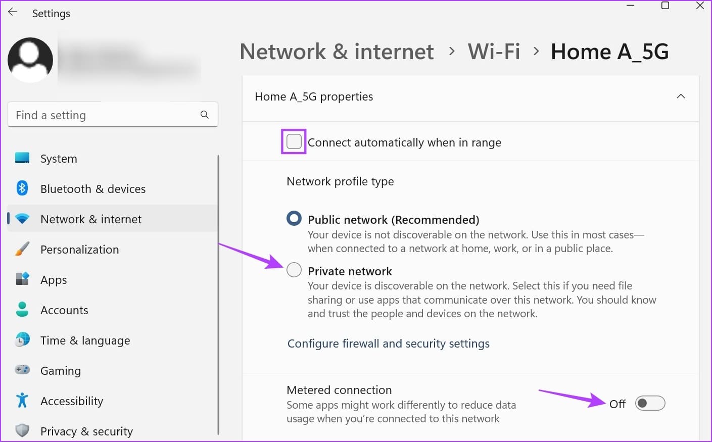 Wi-Fi properties page