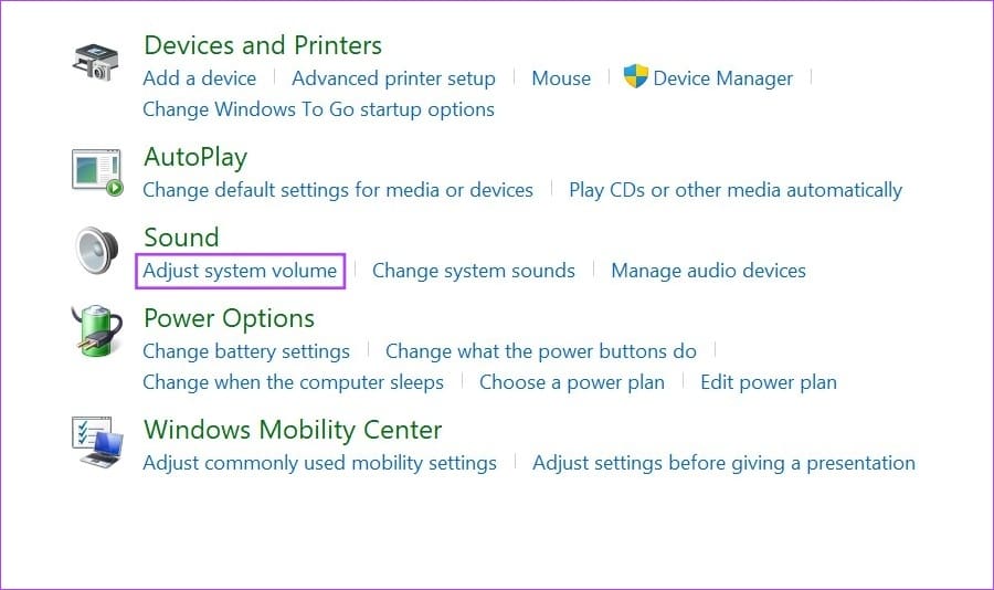 Click on Adjust system volume