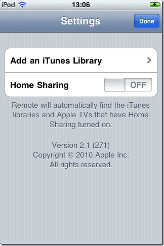 7I Tunes Remote Settings