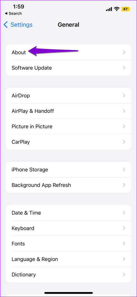 About Menu iPhone