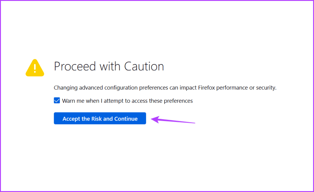 Accept the Risk and Continue option in Firefox