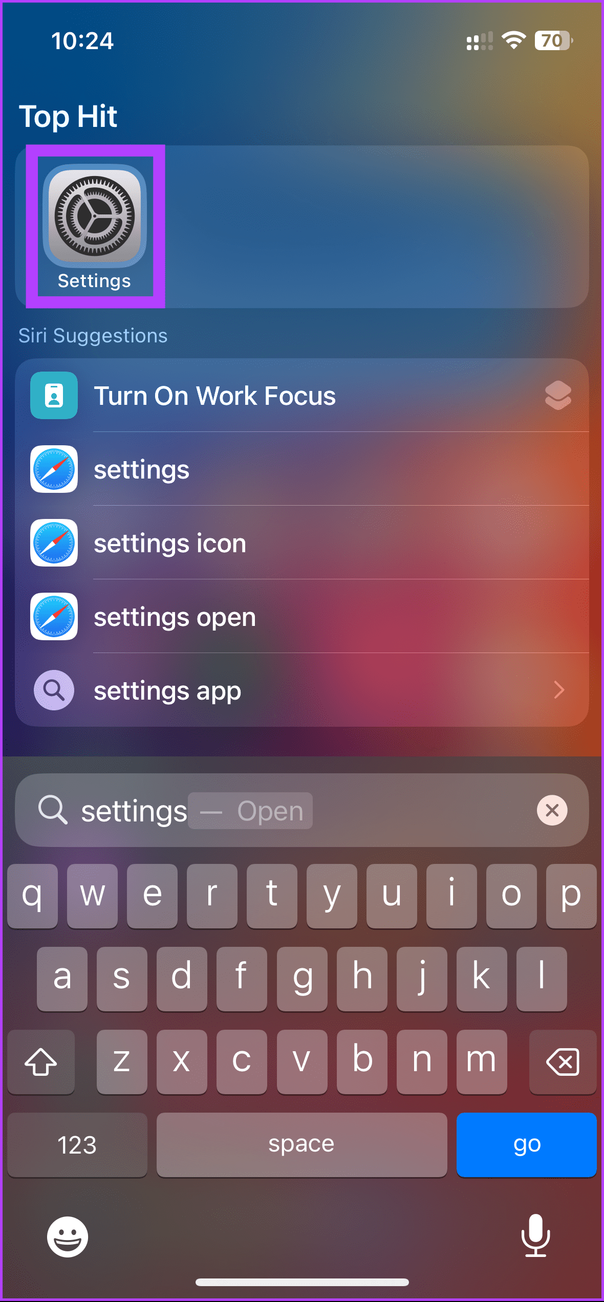 Go to the Settings app