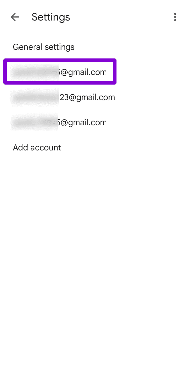 Accounts on Gmail on Android