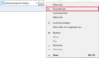 Activete Ie Favorites Bar