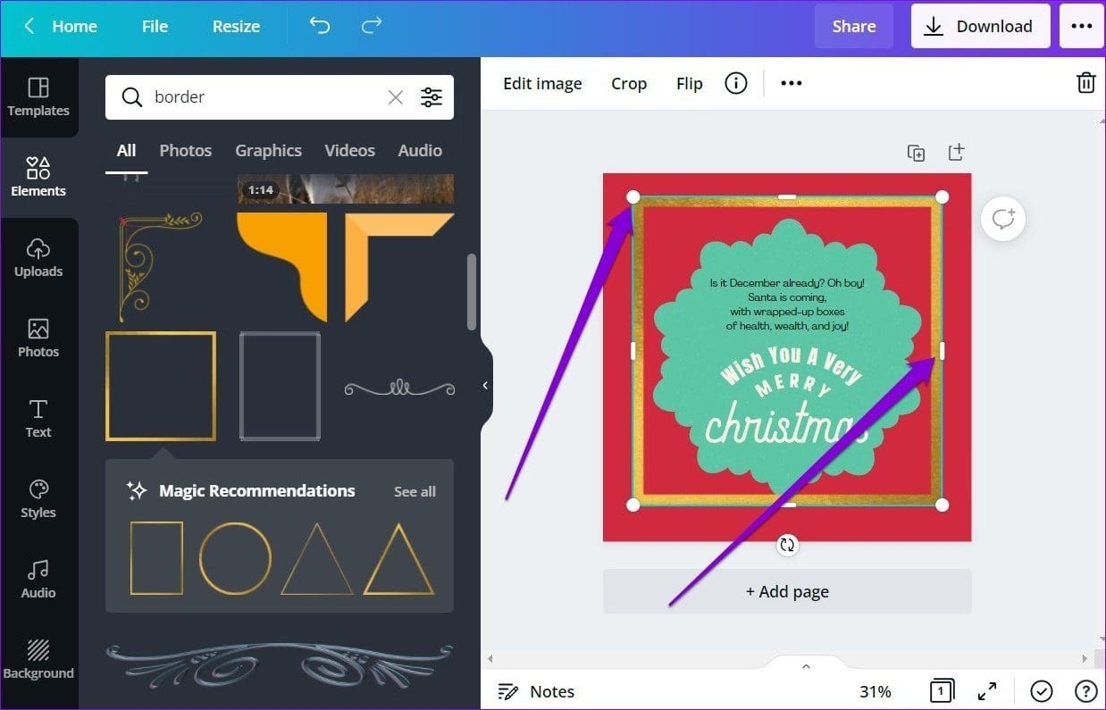 Add Border Using Elements Tab