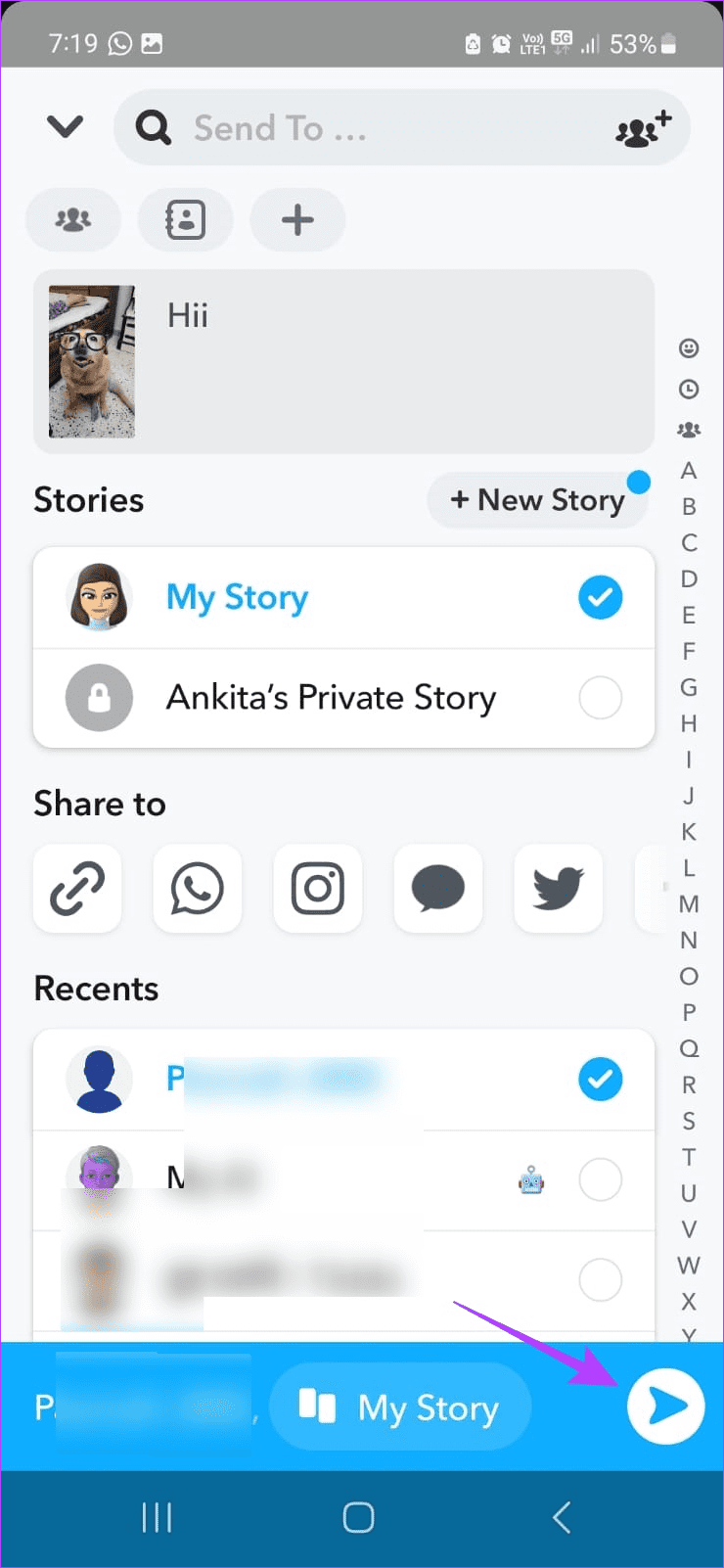 Send Snap Story