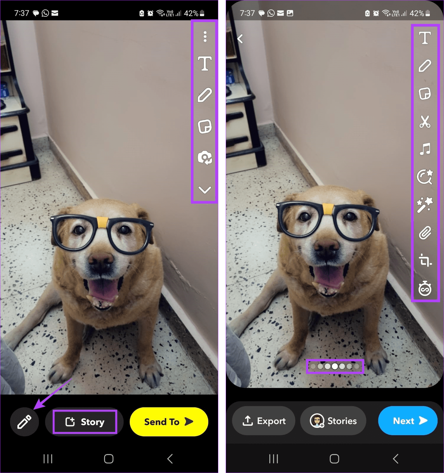 Edit the image to post on Snapchat story