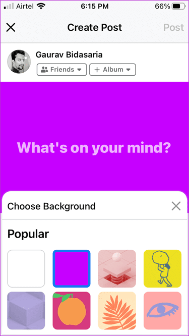 Add Custom Backgrounds to a Facebook Post 17
