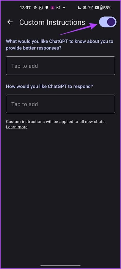 Add Custom Instructions