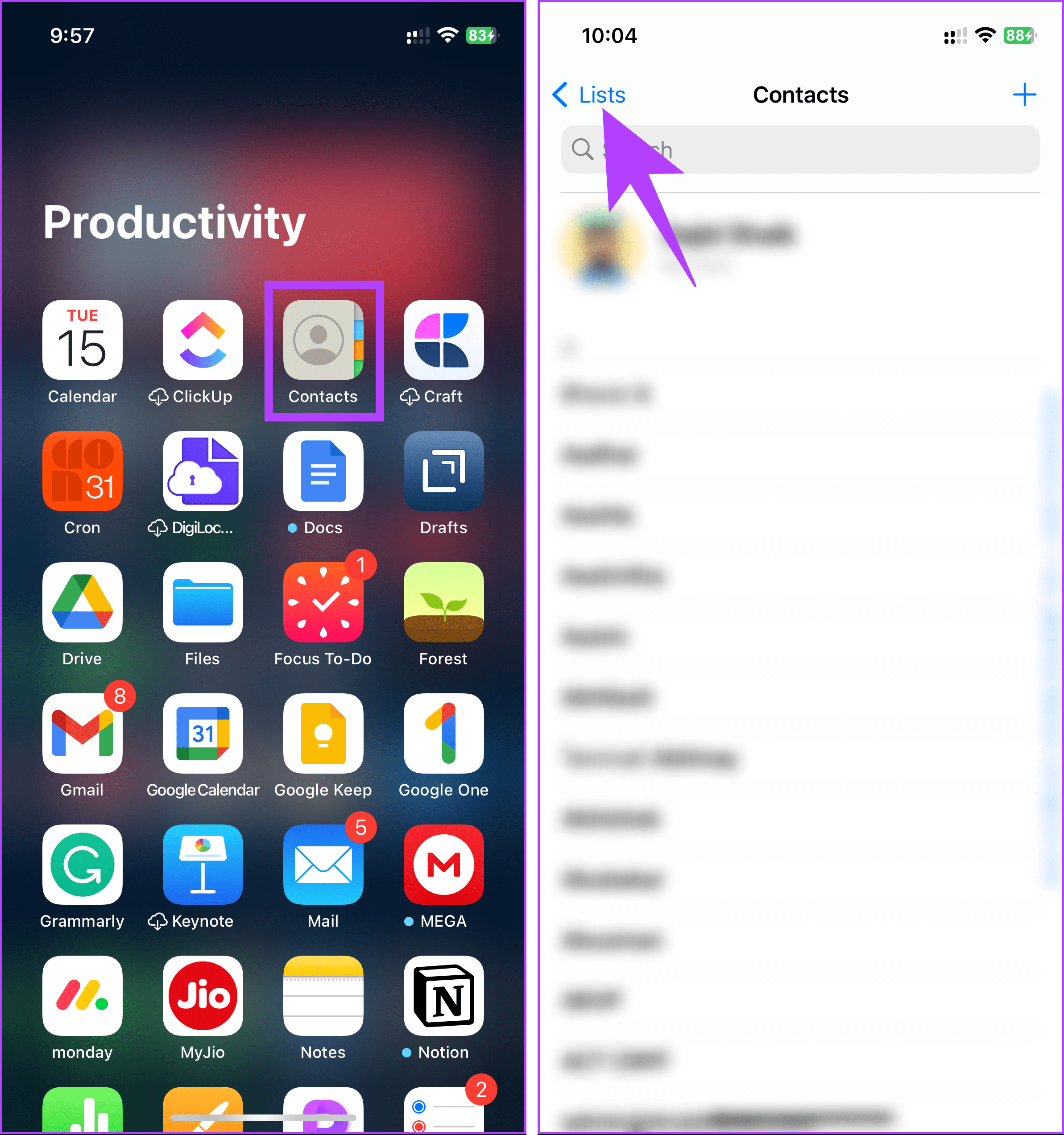 launch the Contacts app on your iPhone