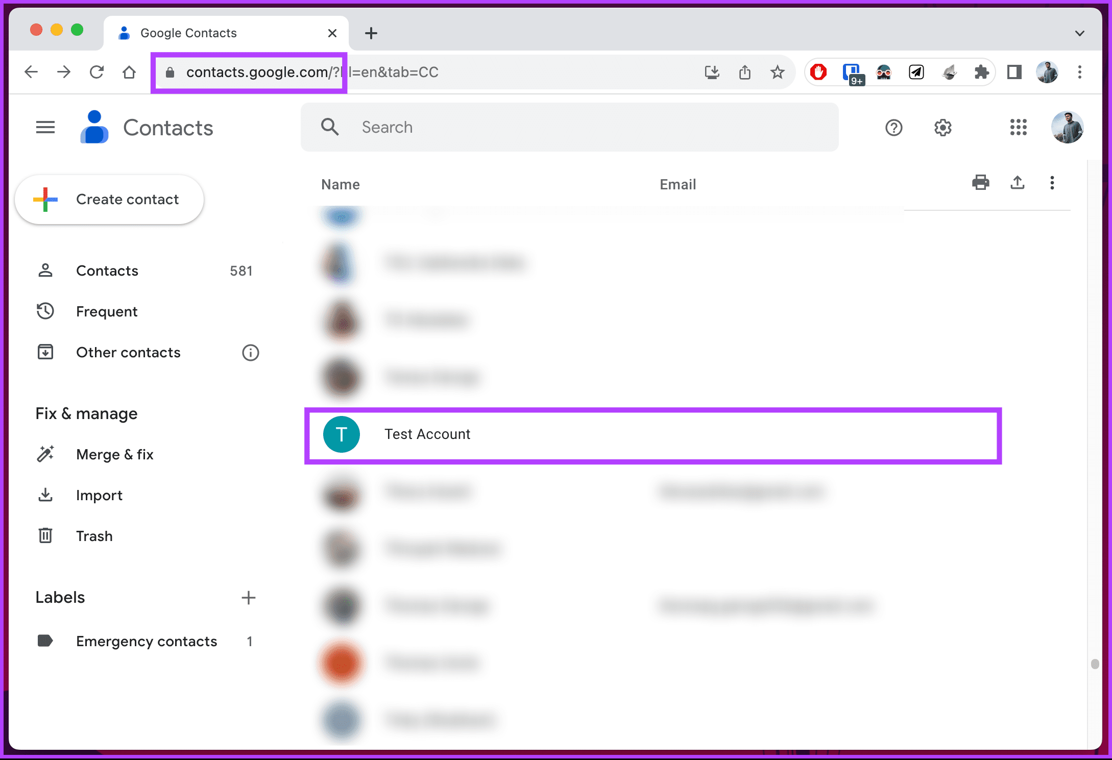 Go to Google Contacts