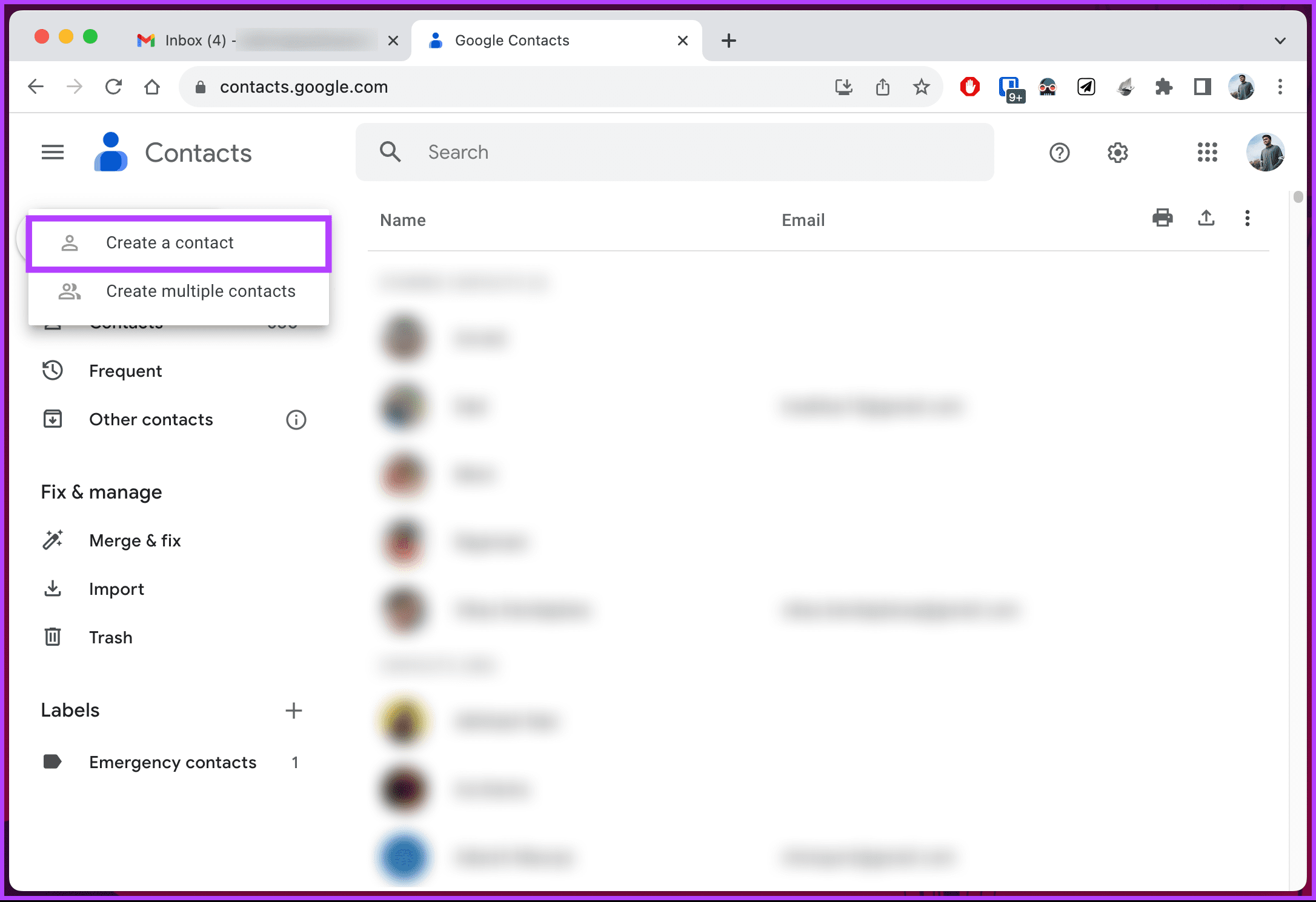 Create a contact