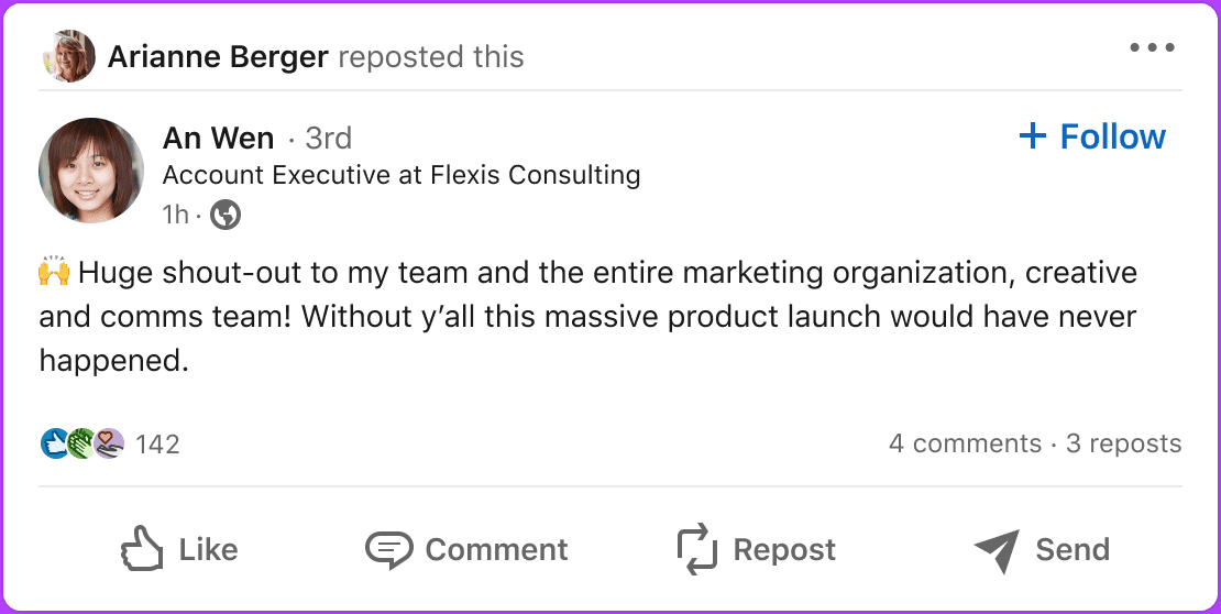 Repost a post on LinkedIn