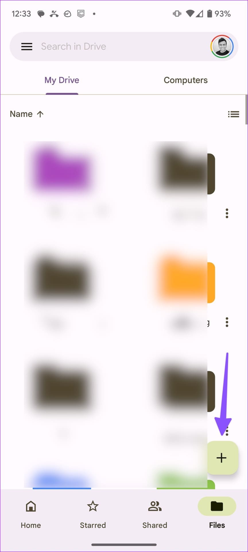 click + in google drive