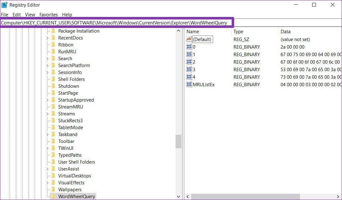 Address Bar in Registry Editor