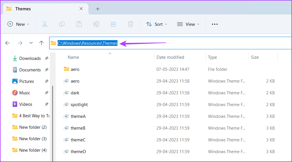 Address bar in the File Explorer