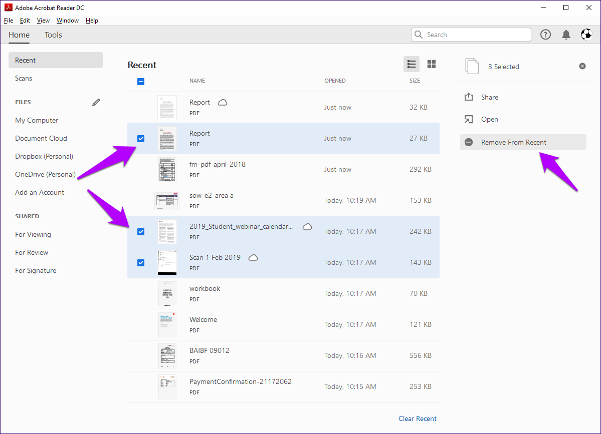 Adobe Acrobat Reader Dc Clear Recent Files 1