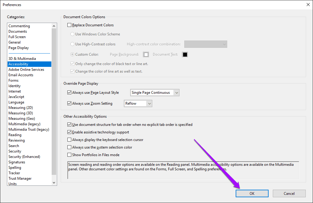 Adobe Acrobat Reader DC Enable Scrolling Default 5