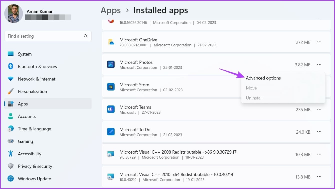 Advanced Options in Settings