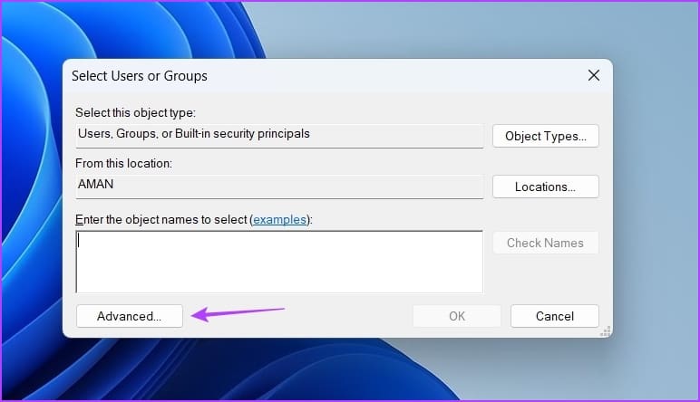 Advanced option in Folder properties