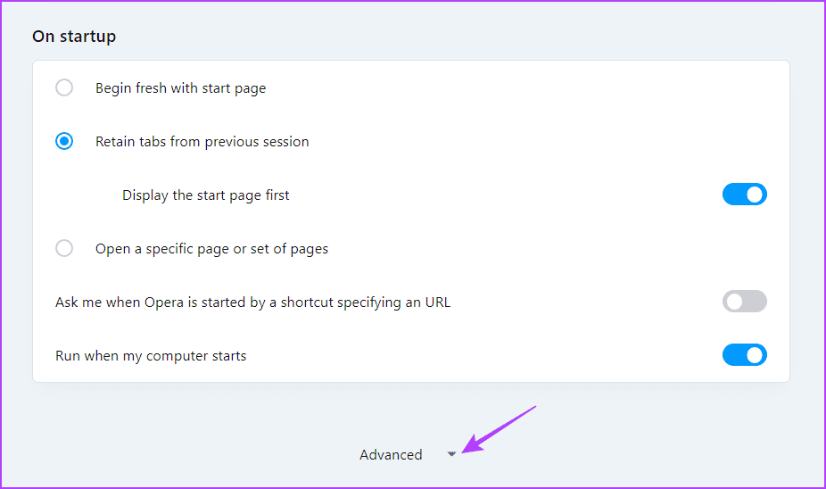 Advanced option of Opera