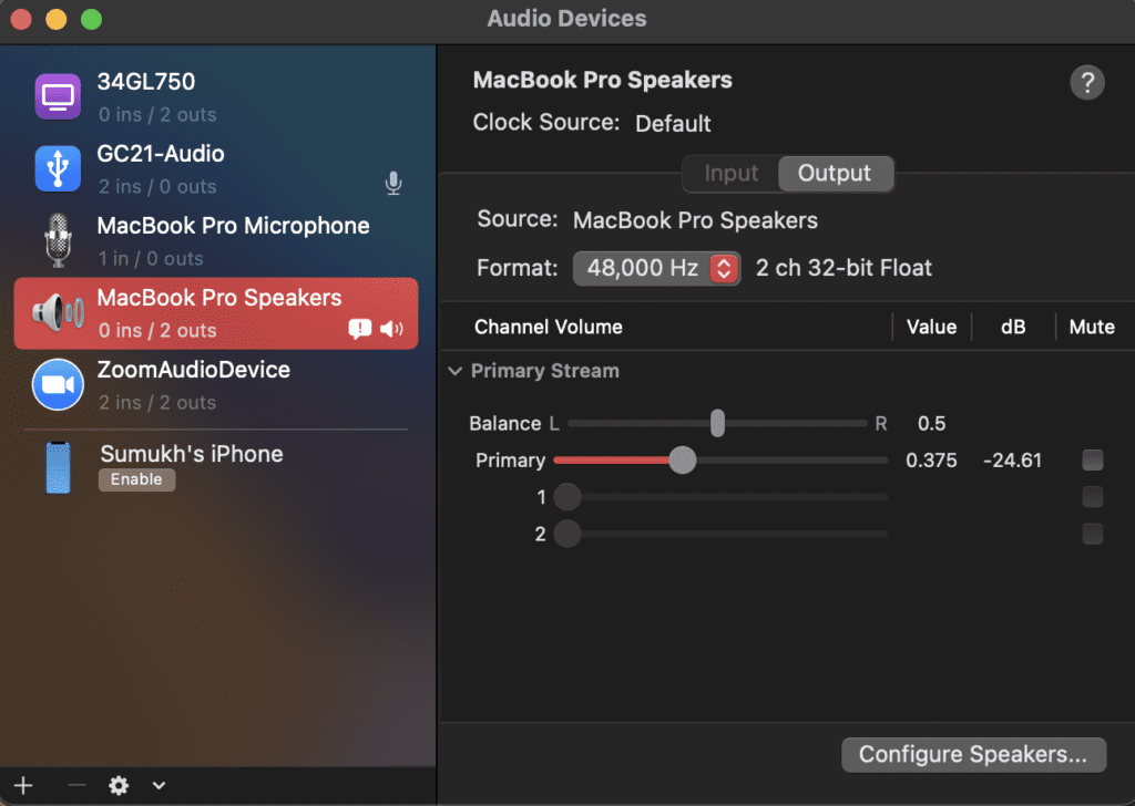 Audio MIDI setup
