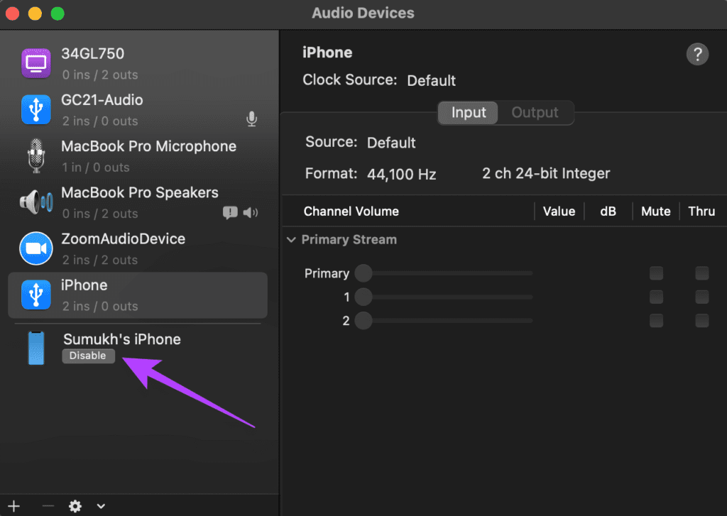 iPhone media on mac disable