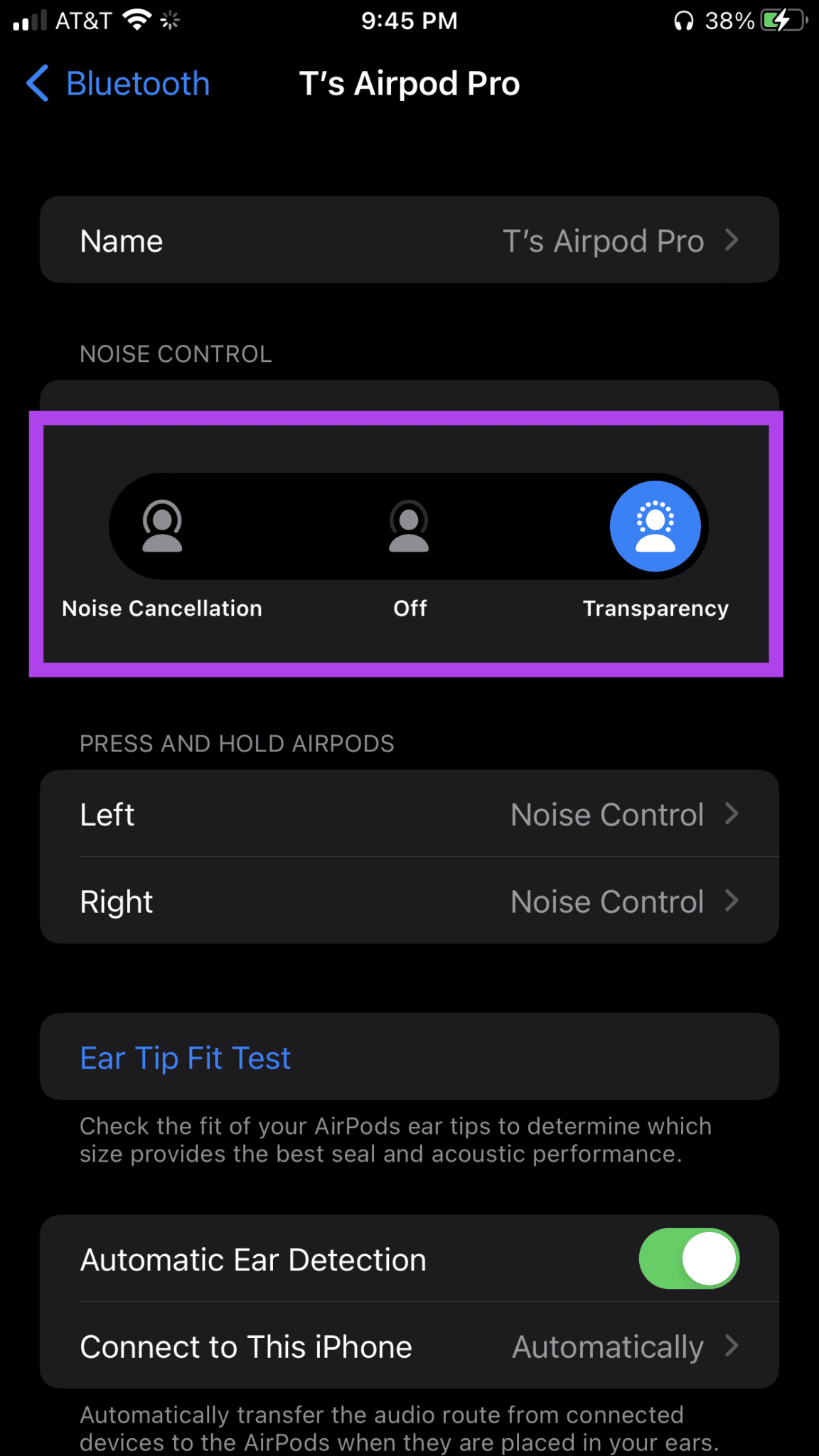 Air Pods Pro Transparency Noise Cancellation