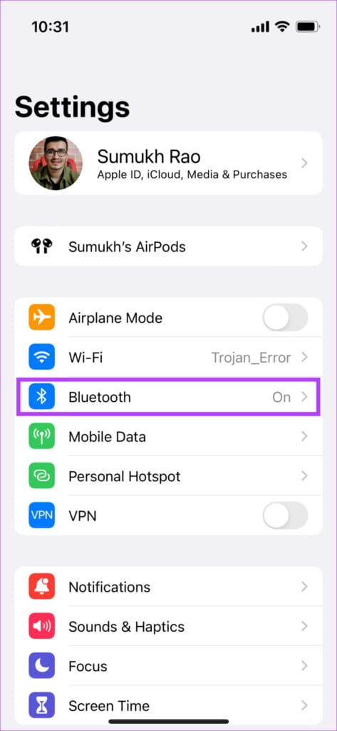 Bluetooth menu