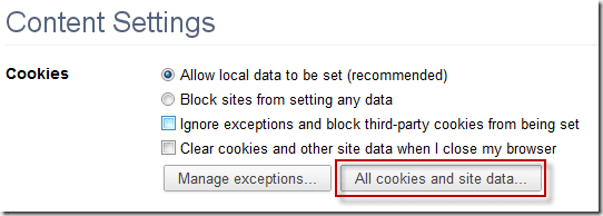 All Cookies And Site Data