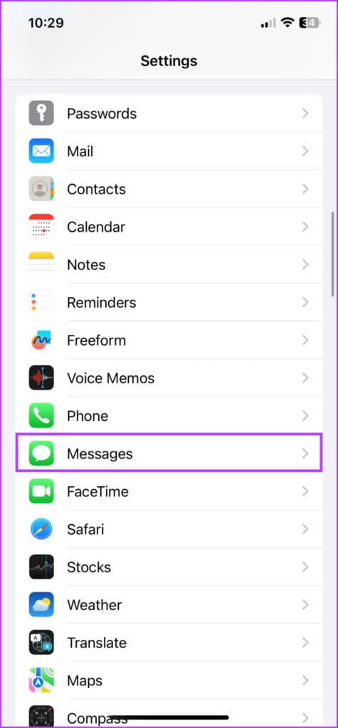 Go to Messages in Settings