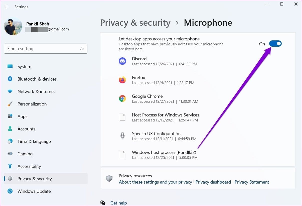Allow Microphone Permission to Discord