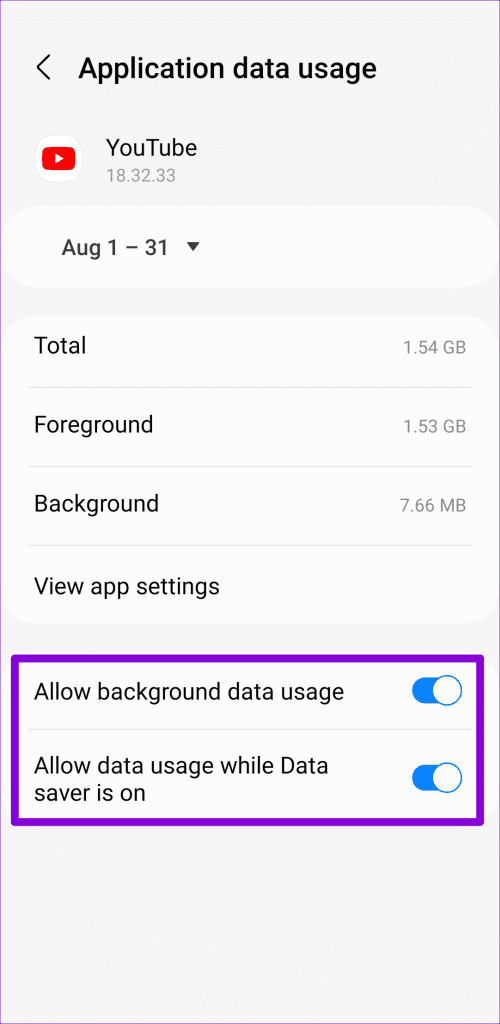Allow Unrestricted Data Usage to YouTube