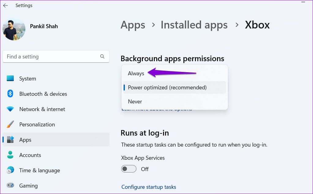 Allow Xbox to Run in the Background on Windows