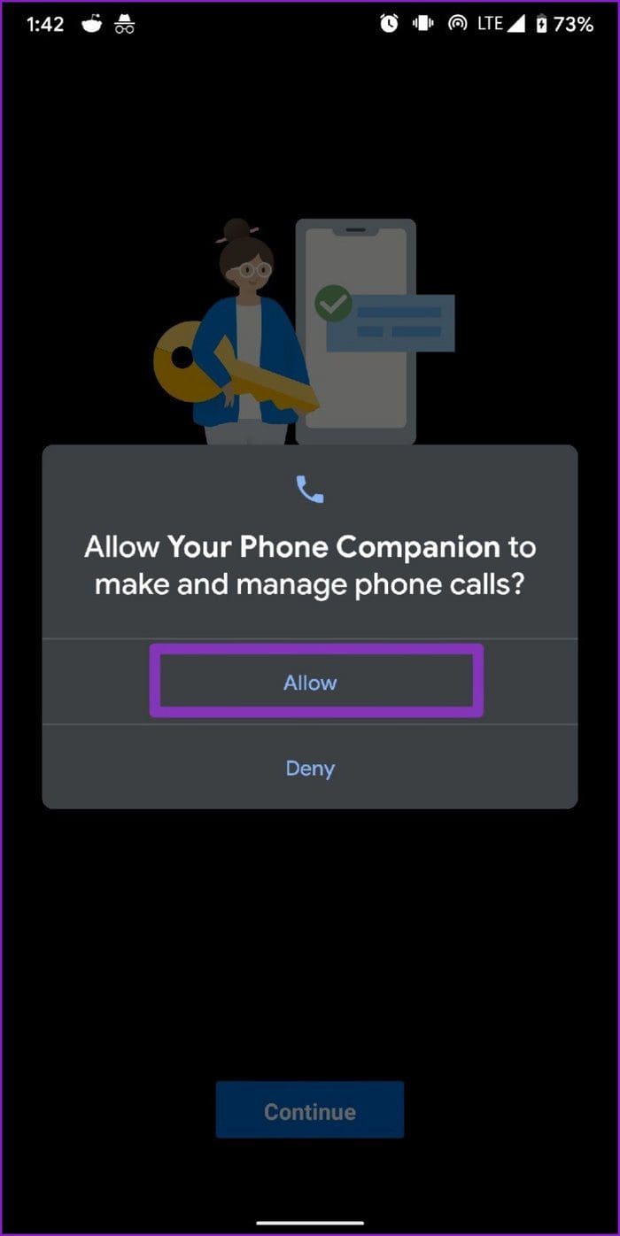 Allow permissions to Your Phone app