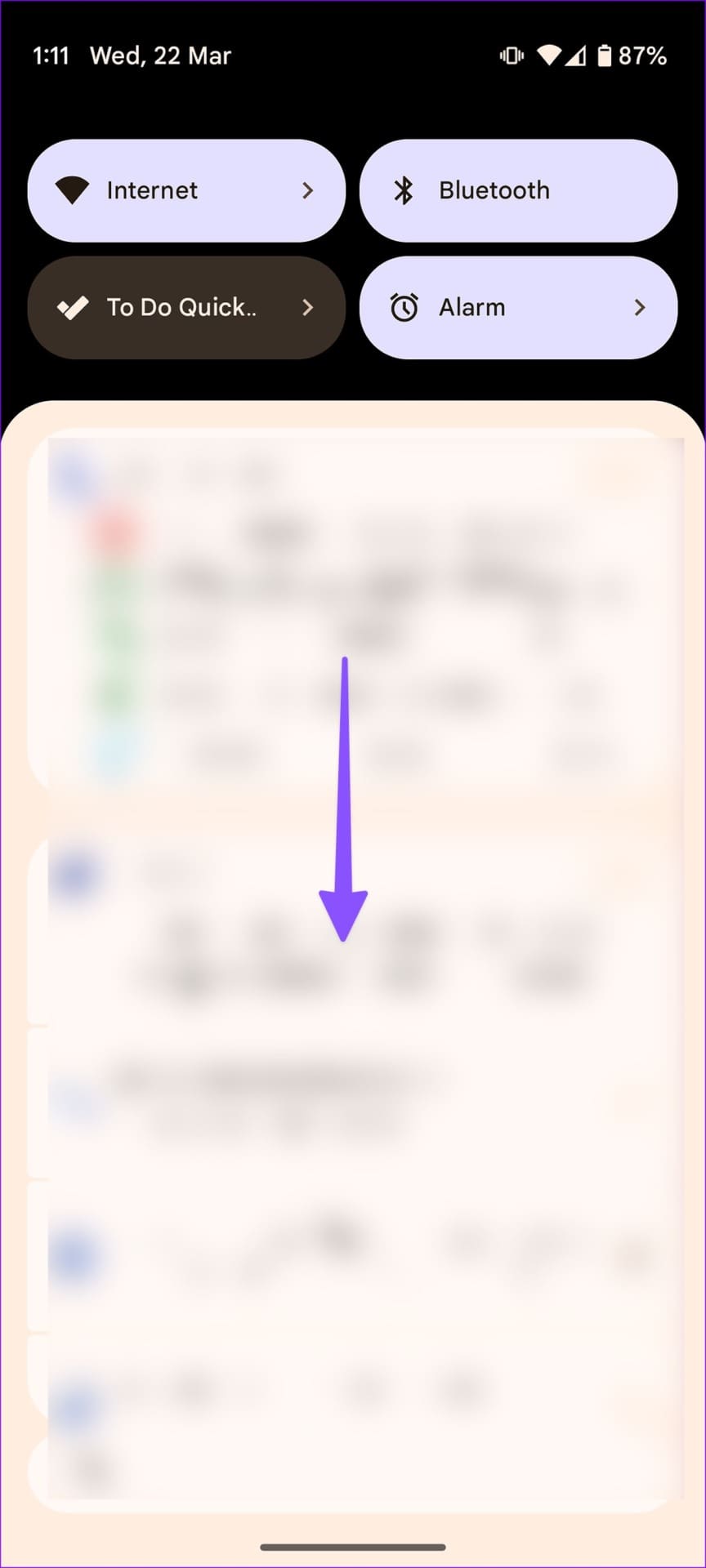 quick toggle menu on Android