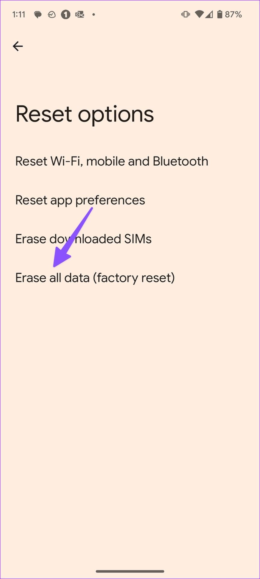 erase all data on Android