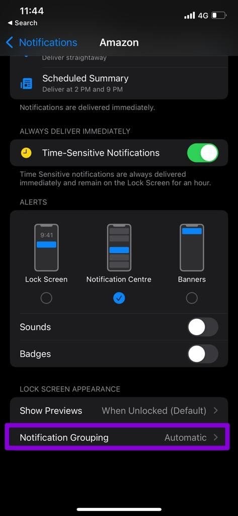 App Notification Grouping